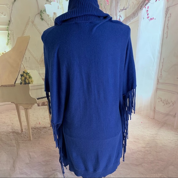 Michael Kors Fringe Navy Overcoat Sweater - Picture 7 of 12